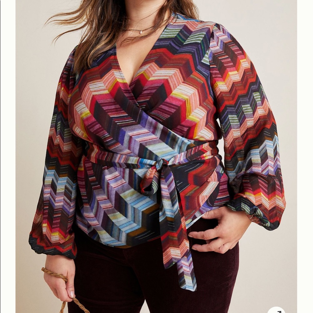 NWT Anthropologie Laurie Chevron Wrap Blouse